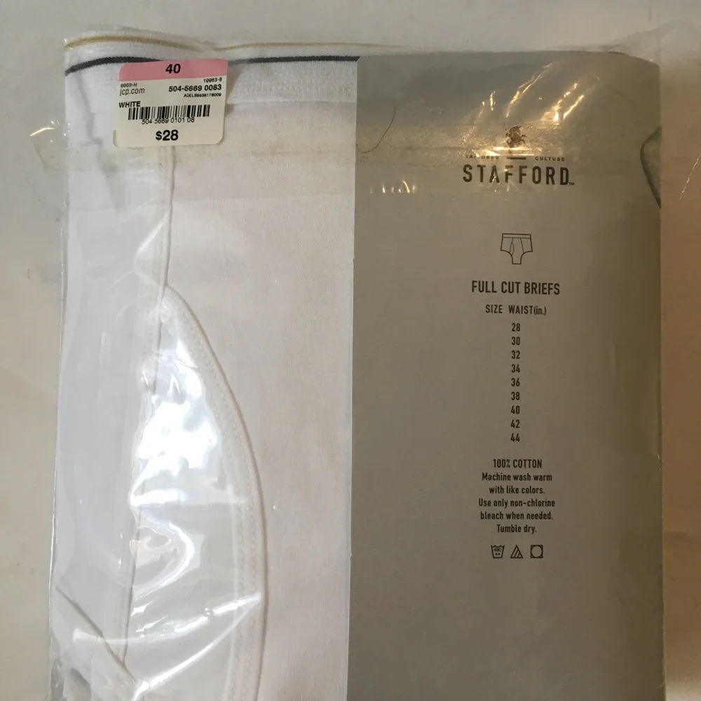 STAFFORD 6p Full Cut Briefs 100% Cotton Size 40 $28 lcsr